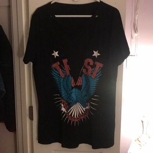 Punk low cut mesh graphic top